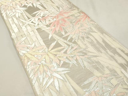 平和屋着物◎六通柄袋帯 笹竹文 金銀糸 正絹 逸品 DABF8098we