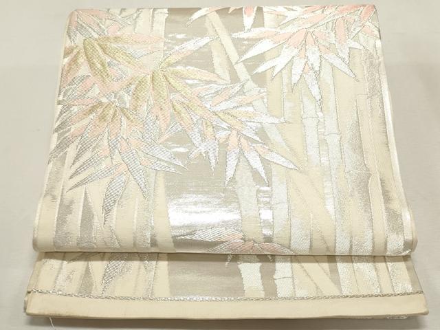 平和屋着物◎六通柄袋帯 笹竹文 金銀糸 正絹 逸品 DABF8098we
