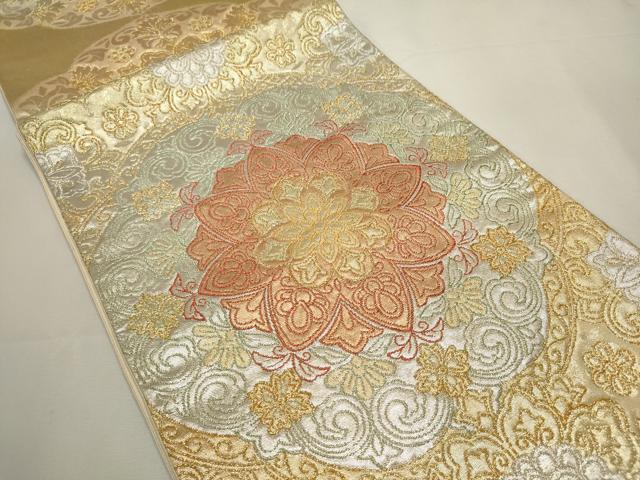 平和屋着物◎六通柄袋帯　正倉院花文　金銀糸　正絹　逸品　DABF8120we