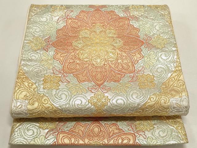 平和屋着物◎六通柄袋帯　正倉院花文　金銀糸　正絹　逸品　DABF8120we