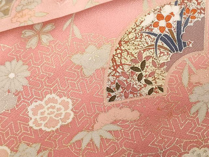 平和屋着物■訪問着　地紙枝垂れ花文　暈し染め　金彩　正絹　逸品　CABF9791ev