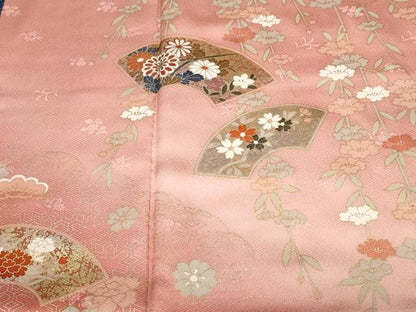 平和屋着物■訪問着　地紙枝垂れ花文　暈し染め　金彩　正絹　逸品　CABF9791ev