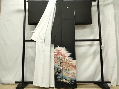 平和屋着物■豪華黒留袖 作家物 御所車花文 正絹 逸品 CABF6761ou