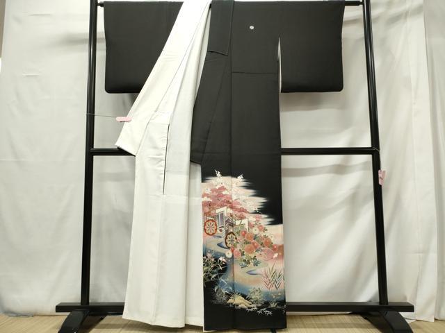 平和屋着物■豪華黒留袖 作家物 御所車花文 正絹 逸品 CABF6761ou