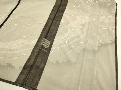 平和屋着物▽訪問着　無双　紗袷　紗×紗　南天文　黒地　正絹　逸品　DABF5654du