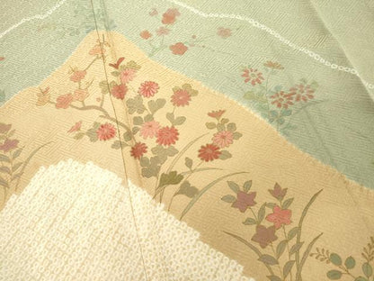 平和屋着物■訪問着　絞り　刺繍　道長花文　金彩　正絹　逸品　DABF9561cd