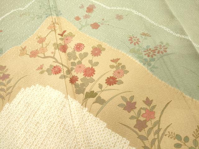 平和屋着物■訪問着　絞り　刺繍　道長花文　金彩　正絹　逸品　DABF9561cd