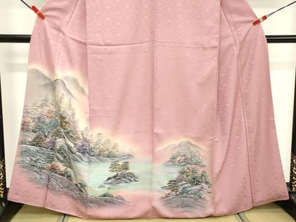 平和屋着物■訪問着　手描き　遠山風景文　暈し染め　正絹　逸品　DABF9563cd