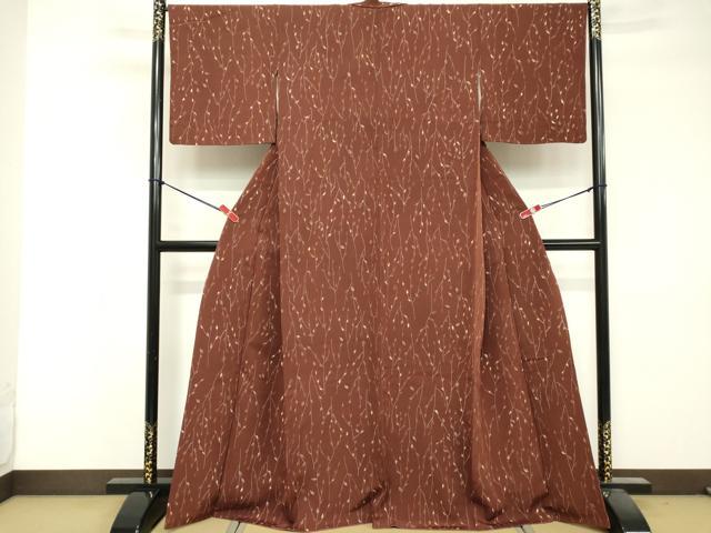 平和屋着物■上質な小紋　枝葉文　金糸　正絹　逸品　DABF9568cd