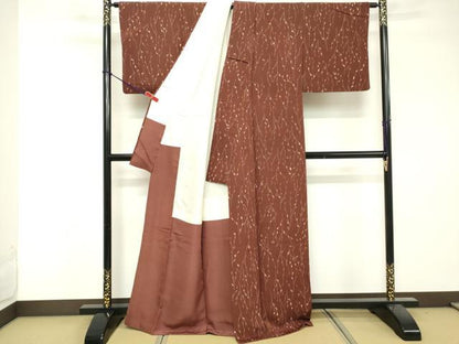 平和屋着物■上質な小紋　枝葉文　金糸　正絹　逸品　DABF9568cd