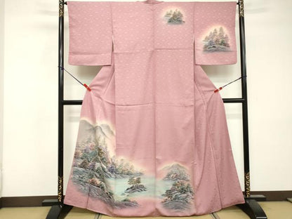 平和屋着物■訪問着　手描き　遠山風景文　暈し染め　正絹　逸品　DABF9563cd