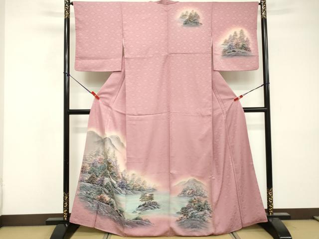 平和屋着物■訪問着　手描き　遠山風景文　暈し染め　正絹　逸品　DABF9563cd
