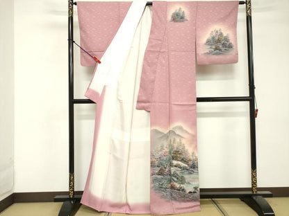 平和屋着物■訪問着　手描き　遠山風景文　暈し染め　正絹　逸品　DABF9563cd