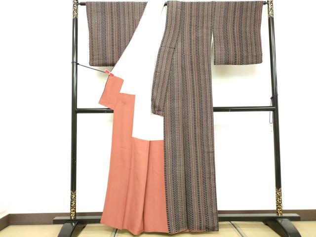 平和屋着物■上質な小紋 亀甲柄 黒地 正絹 逸品 DABF9593cd
