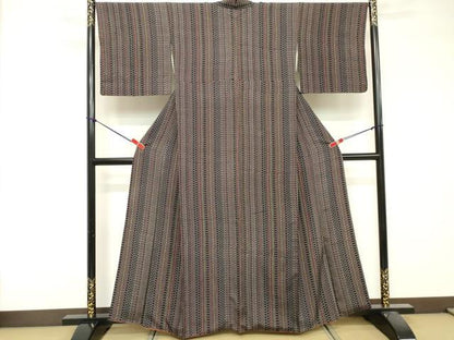 平和屋着物■上質な小紋 亀甲柄 黒地 正絹 逸品 DABF9593cd