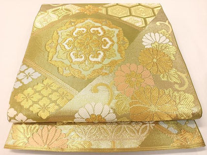平和屋着物●西陣　川島織物　六通柄　本袋帯　吉祥花文　金銀糸　正絹　逸品　CABG7788vp