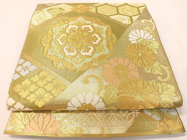 平和屋着物●西陣　川島織物　六通柄　本袋帯　吉祥花文　金銀糸　正絹　逸品　CABG7788vp