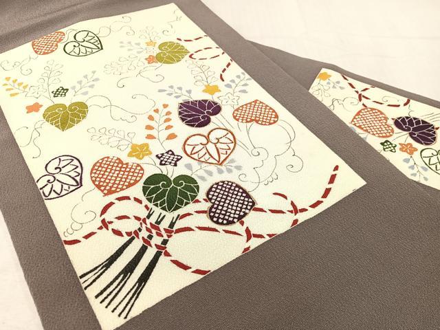 平和屋着物●工芸キモノ野口　九寸名古屋帯　葵文様　鬼しぼ縮緬　正絹　逸品　CABG7789vp