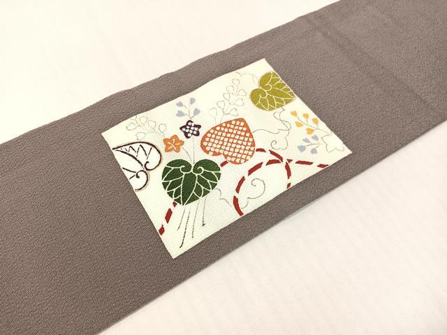 平和屋着物●工芸キモノ野口　九寸名古屋帯　葵文様　鬼しぼ縮緬　正絹　逸品　CABG7789vp