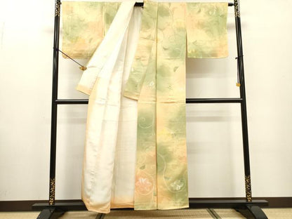 平和屋着物▼上質な小紋 地紋起こし 花唐草文 暈し染 正絹 逸品 DABF2439fe