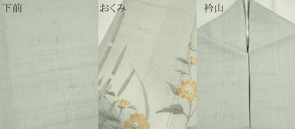 平和屋着物＊夏物　訪問着　生紬地　手描き　枝花文　暈し染め　正絹　逸品　CABG2251ze