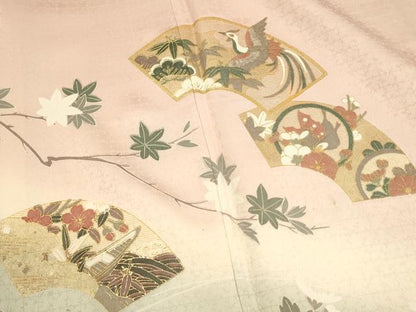 平和屋着物■訪問着 地紙舞蝶花鳥文 暈し染め 金彩 正絹 逸品 DABF6817qp