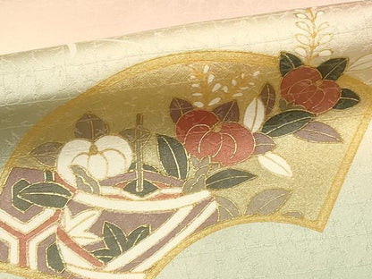 平和屋着物■訪問着 地紙舞蝶花鳥文 暈し染め 金彩 正絹 逸品 DABF6817qp