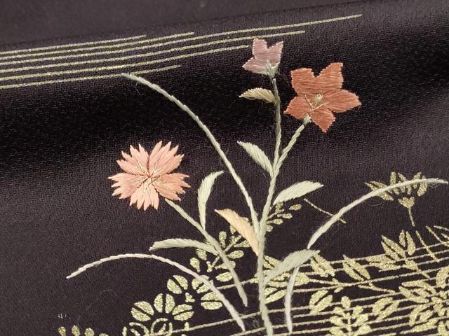 平和屋着物■訪問着 刺繍 草花文 暈し染め 金彩 正絹 逸品 DABF6805qp