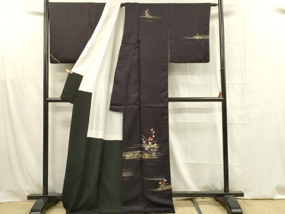 平和屋着物■訪問着 刺繍 草花文 暈し染め 金彩 正絹 逸品 DABF6805qp