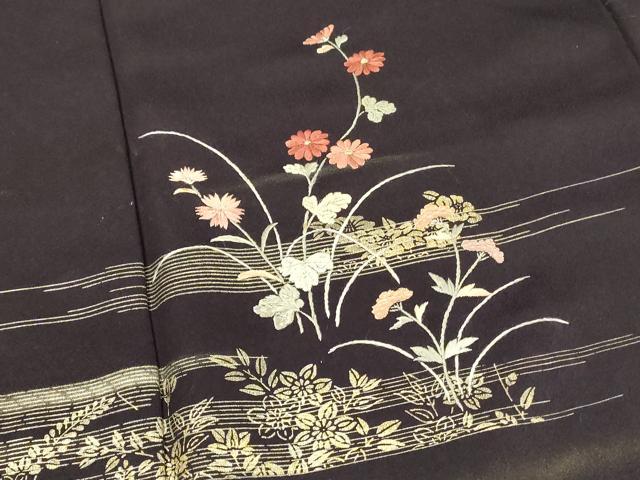 平和屋着物■訪問着 刺繍 草花文 暈し染め 金彩 正絹 逸品 DABF6805qp