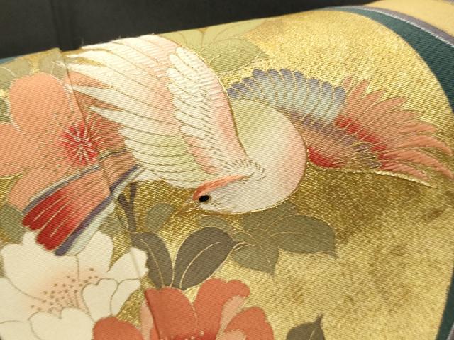 平和屋着物■豪華黒留袖　刺繍　花鳥丸文　玉露茶染　金彩　正絹　逸品　DABF9607cd