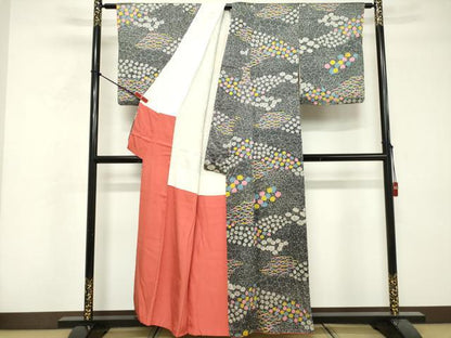 平和屋着物■上質な小紋　芝花文　正絹　逸品　DABF9644cd