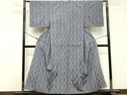 平和屋着物■上質な紬　格子　正絹　逸品　未使用　DABF9642cd