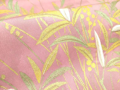 平和屋着物◎九寸名古屋帯 刺繍 南天文 金彩 正絹 逸品 DABF0153ea