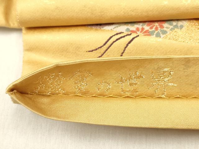 平和屋着物◎つけ帯 唐織 燦金の世界 能 檜扇 金糸 手織引箔 正絹 逸品 未使用 DABF0135ea