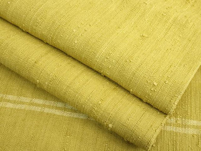 平和屋本店●極上　浦野理一　経節紬　九寸名古屋帯　刈安色地　逸品　DZAB7061kh6
