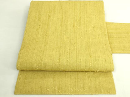 平和屋本店●極上　浦野理一　経節紬　九寸名古屋帯　刈安色地　逸品　DZAB7061kh6