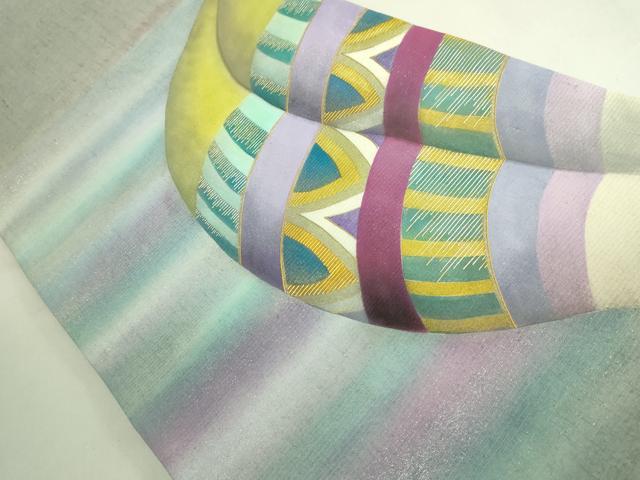 平和屋着物●極上　太鼓柄袋帯　紬地　気球　金銀彩　逸品　DZAB7055kh6