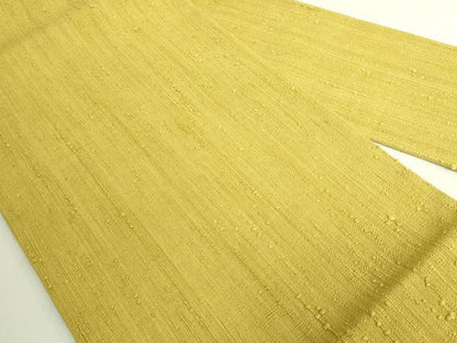 平和屋本店●極上　浦野理一　経節紬　九寸名古屋帯　刈安色地　逸品　DZAB7061kh6