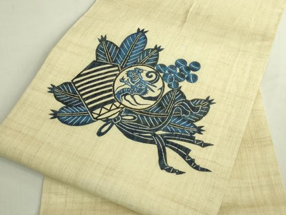 平和屋着物＊極上　夏物　本場琉球紅型　藍型　九寸開き名古屋帯　龍　麻　逸品　DZAB7104kh6