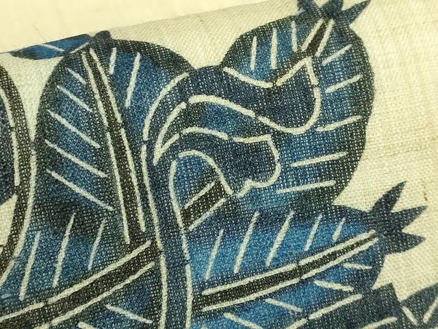 平和屋着物＊極上　夏物　本場琉球紅型　藍型　九寸開き名古屋帯　龍　麻　逸品　DZAB7104kh6
