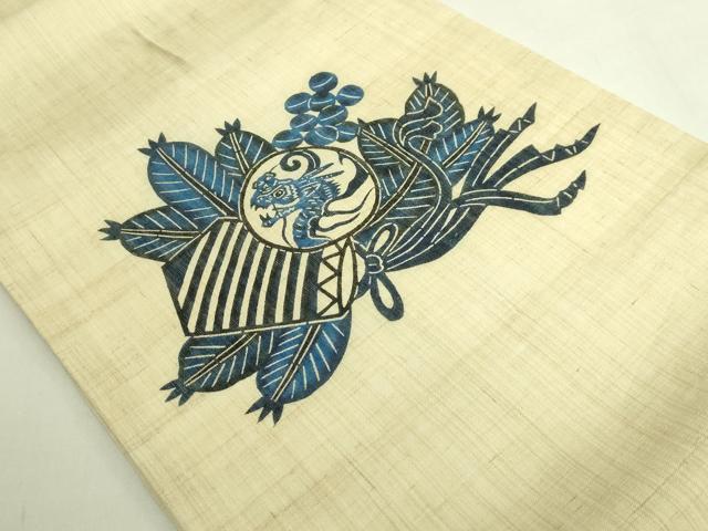 平和屋着物＊極上　夏物　本場琉球紅型　藍型　九寸開き名古屋帯　龍　麻　逸品　DZAB7104kh6