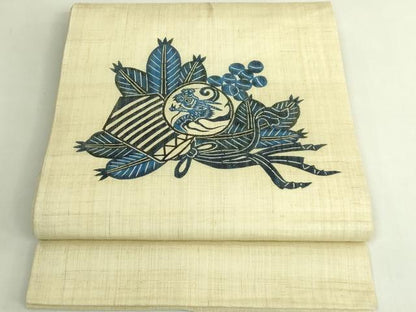 平和屋着物＊極上　夏物　本場琉球紅型　藍型　九寸開き名古屋帯　龍　麻　逸品　DZAB7104kh6