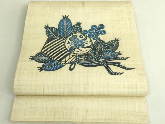平和屋着物＊極上　夏物　本場琉球紅型　藍型　九寸開き名古屋帯　龍　麻　逸品　DZAB7104kh6