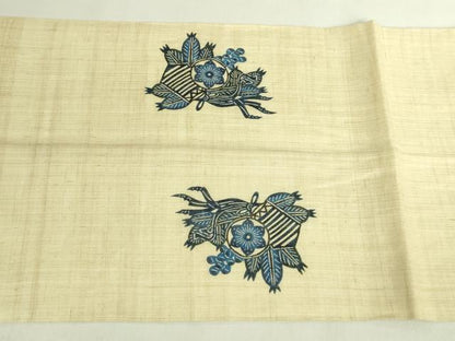 平和屋着物＊極上　夏物　本場琉球紅型　藍型　九寸開き名古屋帯　龍　麻　逸品　DZAB7104kh6