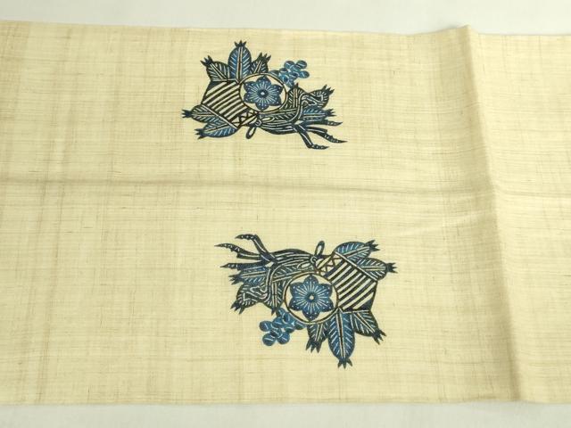 平和屋着物＊極上　夏物　本場琉球紅型　藍型　九寸開き名古屋帯　龍　麻　逸品　DZAB7104kh6