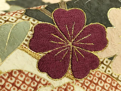 平和屋本店●極上　つけ帯　駒刺繍　花筏　仙斎茶色地　金糸　逸品　DZAB7150kh6
