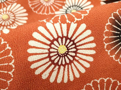 平和屋着物●全通柄　九寸名古屋帯　型染め　菊　鬼しぼ縮緬　正絹　逸品　CABG8897hy