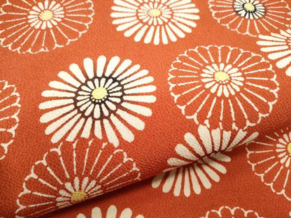 平和屋着物●全通柄　九寸名古屋帯　型染め　菊　鬼しぼ縮緬　正絹　逸品　CABG8897hy