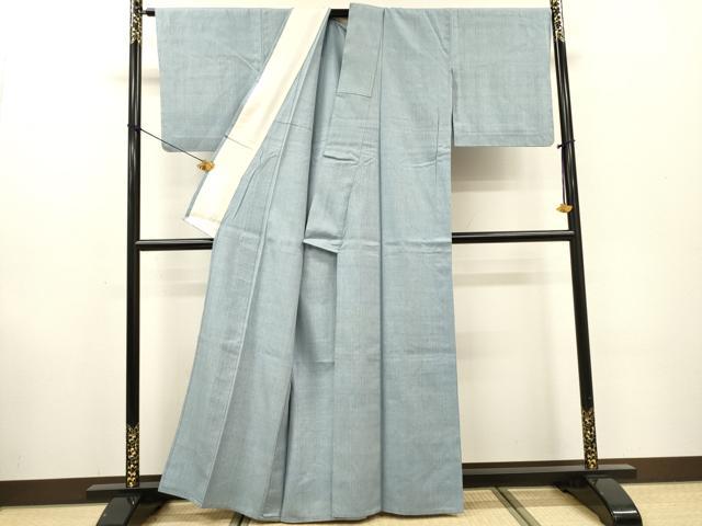 平和屋着物▽本場結城紬　重要無形文化財　奥順謹製　単衣　霞文　証紙付き　正絹　逸品　DABF2524fe